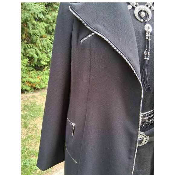 Black Biker Moto Stylish Coat Medium - Picture 4 of 7